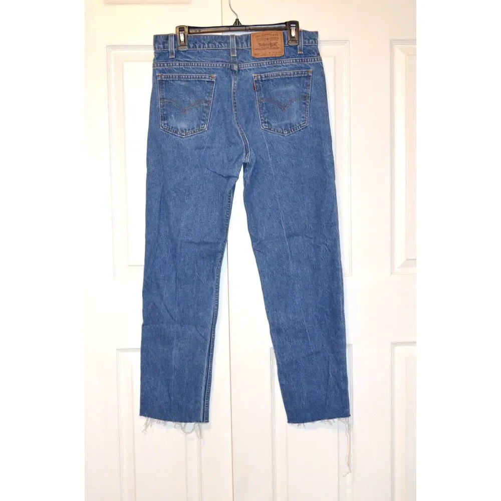 Vintage Levi 505 Orange Tab Jeans Mens 34 Inseam 28 (Cut Off) Reg Fit Straight‎